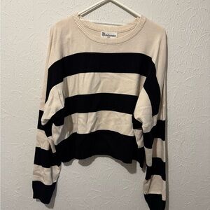 Black and Cream Striped Women's Sweater